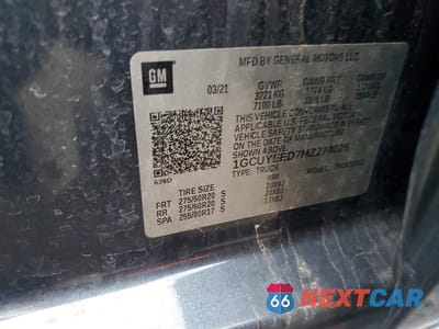 Zdjęcie 12 z 12 samochodu: 2021 CHEVROLET SILVERADO K1500 RST VIN:1GCUYEED7MZ274025 - miniatura