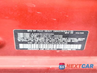 Zdjęcie 12 z 12 samochodu: 2010 SUBARU IMPREZA 2.5I PREMIUM VIN:JF1GE6B62AH506958 - miniatura