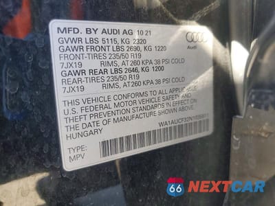 Zdjęcie 12 z 12 samochodu: 2022 AUDI Q3 PREMIUM 40 VIN:WA1AUCF32N1035811 - miniatura