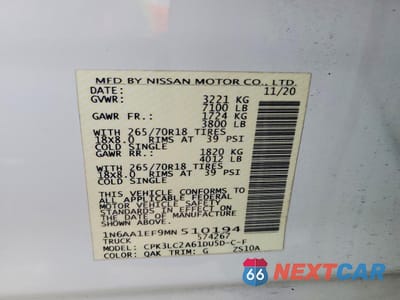 Zdjęcie 12 z 13 samochodu: 2021 NISSAN TITAN SV VIN:1N6AA1EF9MN510194 - miniatura