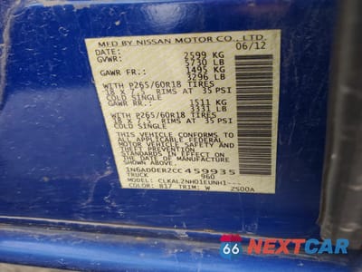 Zdjęcie 13 z 14 samochodu: 2012 NISSAN FRONTIER S VIN:1N6AD0ER2CC459935 - miniatura