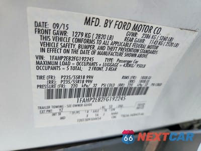 Zdjęcie 13 z 13 samochodu: 2015 FORD TAURUS SEL VIN:1FAHP2E82FG192245 - miniatura