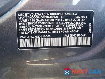 Zdjęcie 13 z 13 samochodu: 2021 VOLKSWAGEN PASSAT SE VIN:1VWSA7A3XMC010009 - miniatura