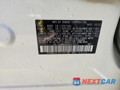 Zdjęcie 13 z 13 samochodu: 2022 SUBARU ASCENT PREMIUM VIN:4S4WMABD6N3429438 - miniatura