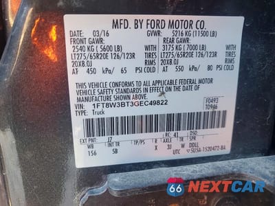Zdjęcie 12 z 12 samochodu: 2016 FORD F350 SUPER DUTY VIN:1FT8W3BT3GEC49822 - miniatura