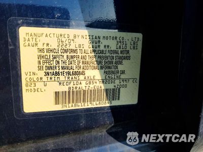 Zdjęcie 13 z 14 samochodu: 2009 NISSAN SENTRA 2.0 VIN:3N1AB61E19L680845 - miniatura