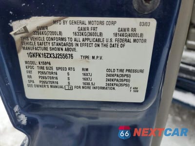 Zdjęcie 25 z 26 samochodu: 2003 GMC YUKON XL K1500 VIN:1GKFK16ZX3J255676 - miniatura