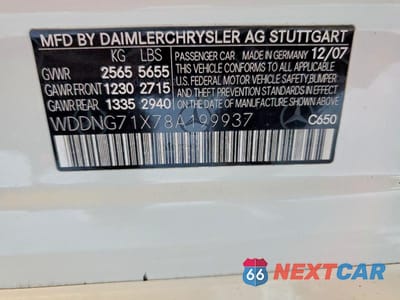 Zdjęcie 12 z 12 samochodu: 2008 MERCEDES-BENZ S 550 VIN:WDDNG71X78A199937 - miniatura