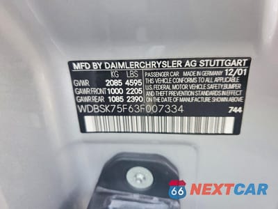 Zdjęcie 12 z 12 samochodu: 2003 MERCEDES-BENZ SL 500R VIN:WDBSK75F63F007334 - miniatura