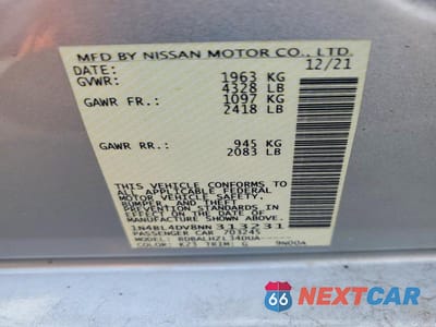 Zdjęcie 13 z 13 samochodu: 2022 NISSAN ALTIMA SV VIN:1N4BL4DV8NN313231 - miniatura