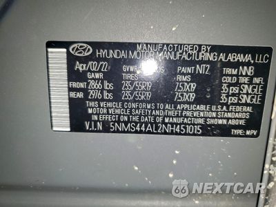 Zdjęcie 12 z 12 samochodu: 2022 HYUNDAI SANTA FE LIMITED VIN:5NMS44AL2NH451015 - miniatura