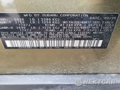 Zdjęcie 12 z 12 samochodu: 2025 SUBARU OUTBACK WILDERNESS VIN:4S4BTGUD4S3230742 - miniatura