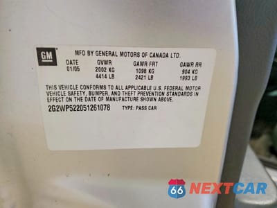 Zdjęcie 12 z 13 samochodu: 2005 PONTIAC GRAND PRIX VIN:2G2WP522051261078 - miniatura