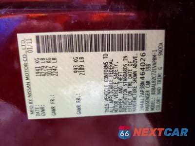 Zdjęcie 12 z 12 samochodu: 2011 NISS ALTIMA VIN:1N4AL2AP3BN464026 - miniatura