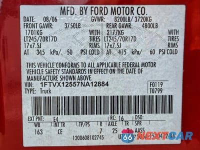 Zdjęcie 15 z 15 samochodu: 2007 FORD F150 VIN:1FTVX12557NA12884 - miniatura