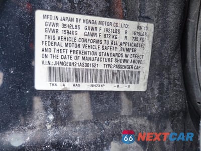 Zdjęcie 12 z 12 samochodu: 2010 HONDA FIT VIN:JHMGE8H21AS001621 - miniatura