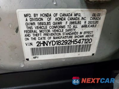 Zdjęcie 12 z 12 samochodu: 2002 ACURA MDX VIN:2HNYD18292H547120 - miniatura
