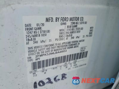 Zdjęcie 13 z 13 samochodu: 2020 FORD EDGE SEL VIN:2FMPK3J94LBA44833 - miniatura