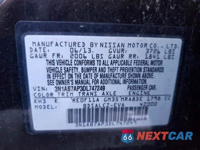 Zdjęcie 13 z 13 samochodu: 2013 NISSAN SENTRA S VIN:3N1AB7AP3DL747249 - miniatura