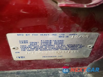 Zdjęcie 12 z 12 samochodu: 2000 SUBARU FORESTER L VIN:JF1SF6355YH721385 - miniatura