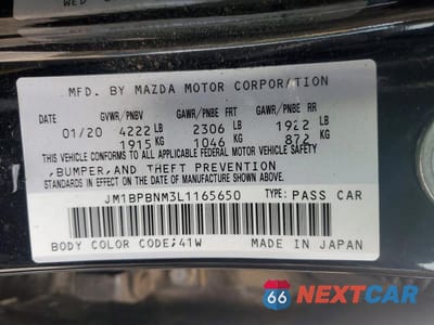 Zdjęcie 12 z 12 samochodu: 2020 MAZDA 3 PREMIUM VIN:JM1BPBNM3L1165650 - miniatura