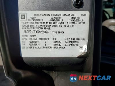 Zdjęcie 12 z 12 samochodu: 1999 CHEVROLET SILVERADO C1500 VIN:2GCEC19TXX1265023 - miniatura