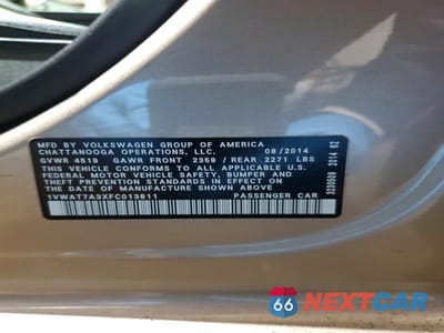 Zdjęcie 13 z 13 samochodu: 2015 VOLKSWAGEN PASSAT S VIN:1VWAT7A3XFC013811 - miniatura