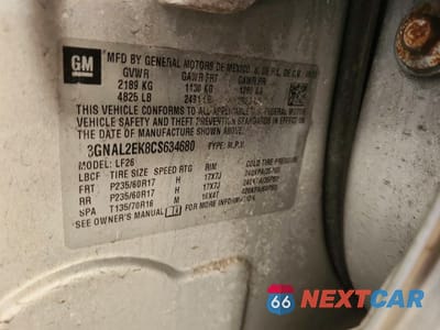 Zdjęcie 13 z 14 samochodu: 2012 CHEVROLET CAPTIVA SPORT VIN:3GNAL2EK8CS634680 - miniatura