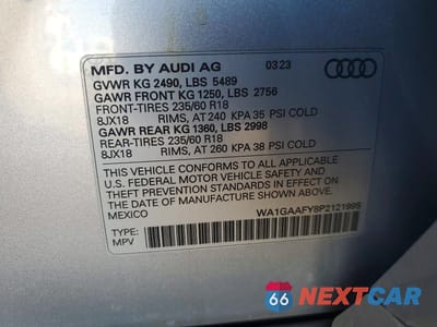 Zdjęcie 13 z 13 samochodu: 2023 AUDI Q5 PREMIUM 45 VIN:WA1GAAFY8P2121995 - miniatura