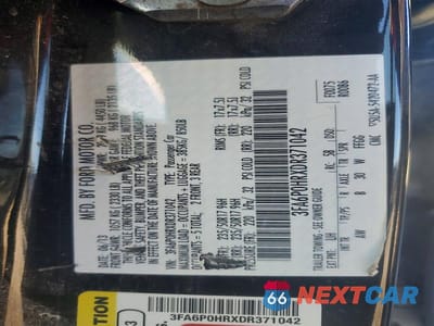 Zdjęcie 12 z 12 samochodu: 2013 FORD FUSION SE VIN:3FA6P0HRXDR371042 - miniatura