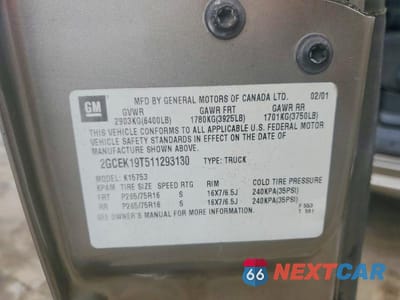 Zdjęcie 13 z 13 samochodu: 2001 GMC NEW SIERRA C1500 VIN:1GTEC14V41Z284237 - miniatura