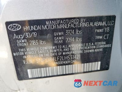 Zdjęcie 13 z 13 samochodu: 2020 HYUNDAI ELANTRA SEL VIN:5NPD84LF2LH531421 - miniatura
