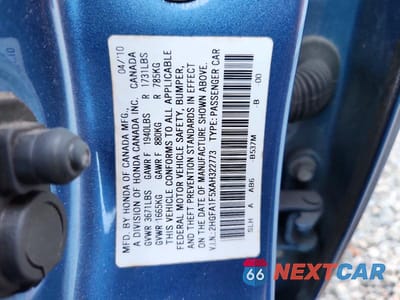 Zdjęcie 12 z 12 samochodu: 2010 HONDA CIVIC LX VIN:2HGFA1F5XAH322773 - miniatura