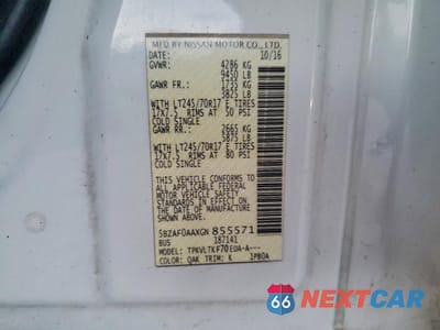 Zdjęcie 10 z 10 samochodu: 2016 NISSAN NV 3500 SV - PASSENGER VAN VIN:5BZAF0AAXGN855571 - miniatura