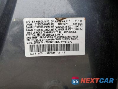 Zdjęcie 12 z 12 samochodu: 2012 HONDA PILOT EXLN VIN:5FNYF4H79CB019887 - miniatura