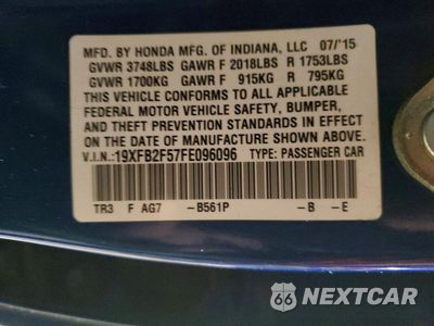 Zdjęcie 12 z 12 samochodu: 2015 HONDA CIVIC LX VIN:19XFB2F57FE096096 - miniatura
