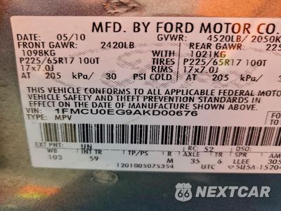 Zdjęcie 12 z 12 samochodu: 2010 FORD ESCAPE LIMITED VIN:1FMCU0EG9AKD00676 - miniatura