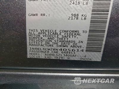 Zdjęcie 12 z 12 samochodu: 2024 NISSAN ALTIMA SR VIN:1N4BL4CW2RN405614 - miniatura