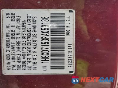 Zdjęcie 12 z 13 samochodu: 1994 HONDA ACCORD EX VIN:1HGCD7153RA059136 - miniatura