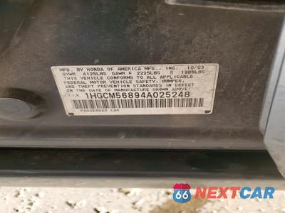Zdjęcie 12 z 12 samochodu: 2004 HONDA ACCORD EX VIN:1HGCM56894A025248 - miniatura