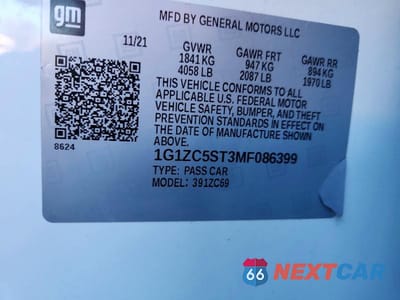 Zdjęcie 12 z 12 samochodu: 2021 CHEVROLET MALIBU LS VIN:1G1ZC5ST3MF086399 - miniatura