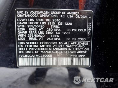 Zdjęcie 13 z 14 samochodu: 2021 VOLKSWAGEN ATLAS CROSS SPORT SE VIN:1V2JE2CA1MC230008 - miniatura