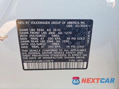Zdjęcie 13 z 13 samochodu: 2024 VOLKSWAGEN ATLAS CROSS SPORT SE VIN:1V2WE2CA3RC233876 - miniatura