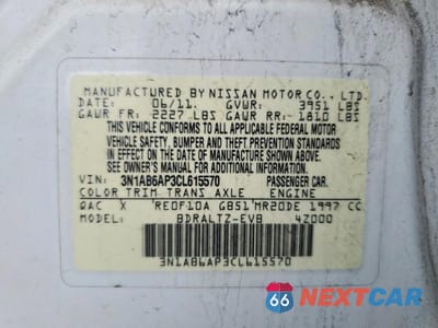 Zdjęcie 12 z 12 samochodu: 2012 NISS SENTRA VIN:3N1AB6AP3CL615570 - miniatura