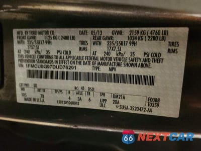 Zdjęcie 12 z 12 samochodu: 2013 FORD ESCAPE SE VIN:1FMCU0G97DUD76291 - miniatura