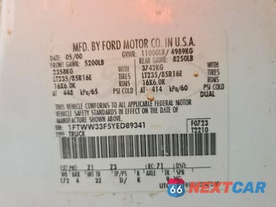 Zdjęcie 13 z 14 samochodu: 2000 FORD F350 SUPER DUTY VIN:1FTWW33F5YED89341 - miniatura