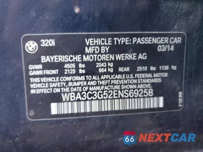 Zdjęcie 12 z 12 samochodu: 2014 BMW 320 I XDRIVE VIN:WBA3C3G52ENS69258 - miniatura