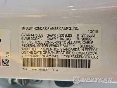 Zdjęcie 12 z 15 samochodu: 2018 HONDA ACCORD SPORT VIN:1HGCV1F30JA255542 - miniatura