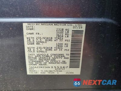 Zdjęcie 13 z 13 samochodu: 2019 NISSAN MURANO S VIN:5N1AZ2MJ5KN155167 - miniatura