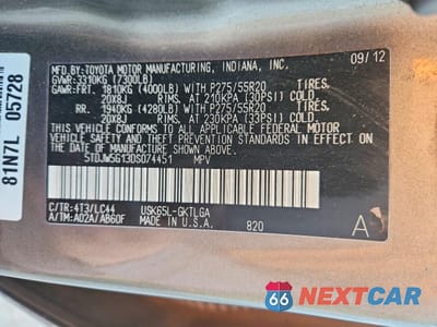 Zdjęcie 13 z 14 samochodu: 2013 TOYOTA SEQUOIA LIMITED VIN:5TDJW5G13DS074451 - miniatura